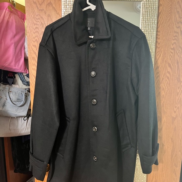 JET BLACK WOOL BLEND COAT BY 7 FOR ALL MAN KIND… SIZE MEDIUM… NEW WITH TAGS. - Picture 4 of 14